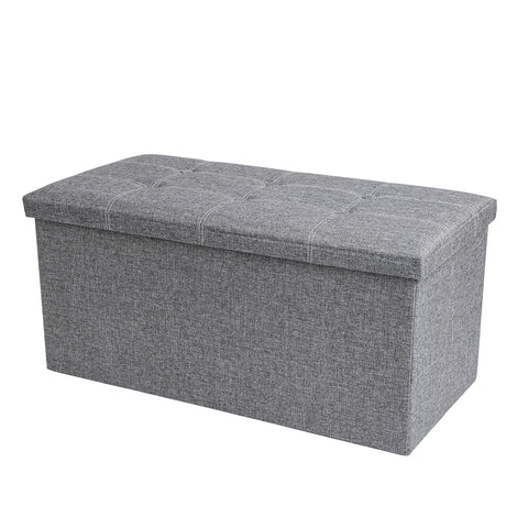 Long Fabric Storage Ottoman Bench for Bedroom & Entryway With Tufted Button Top