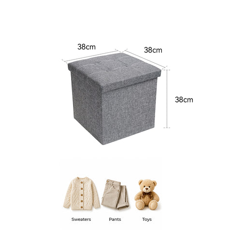 Square Fabric Storage Ottoman Footrest Stool With Flat Top