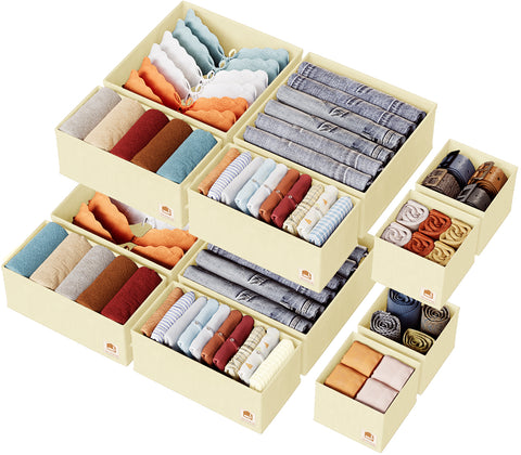 ZenStorage 12/16Pack Fabric Drawer Organizer with Zipper for Baby Clothes, Socks, Bra, Towels, Ties