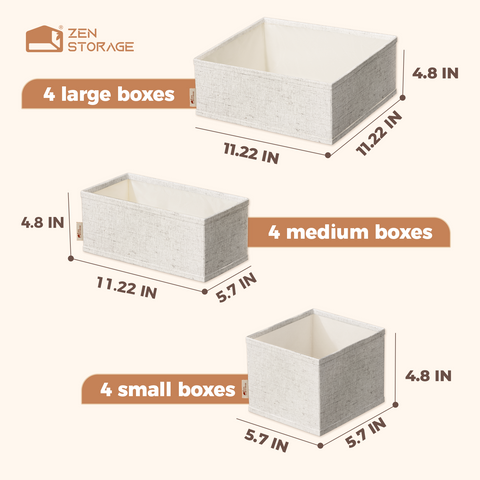 Linen-Blend Drawer Organizer for Baby Clothes - 12 Pack