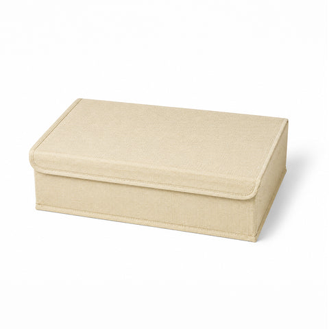 Linen-Type Cloth 2-In-1 Drawer Organizer With Lid
