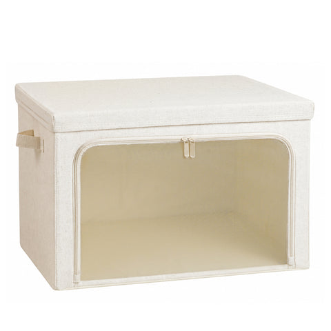 Linen-Blend Stackable Storage Bin with Top & Front Access – L