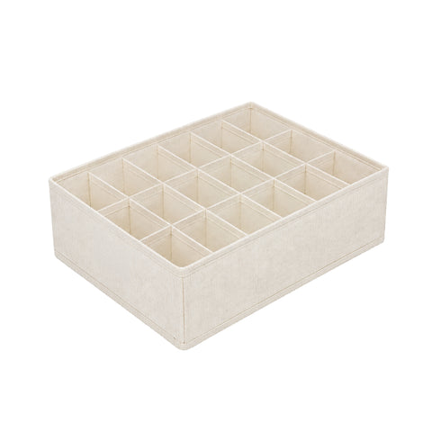 Linen-Blend Socks Drawer Organizer - 18 Compartments