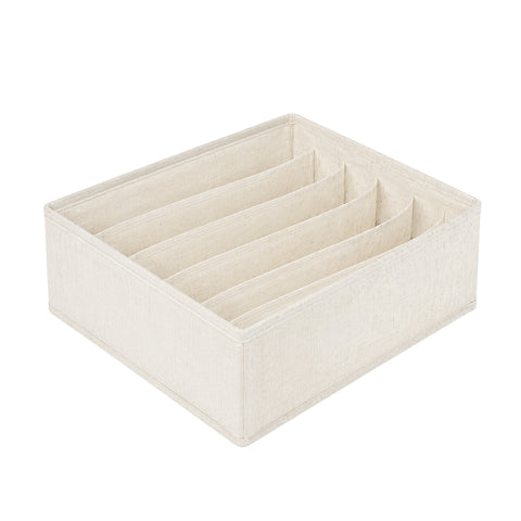 Linen-Blend Bras Drawer Organizer - 6 Compartments
