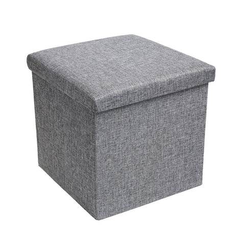 Square Fabric Storage Ottoman Footrest Stool With Flat Top