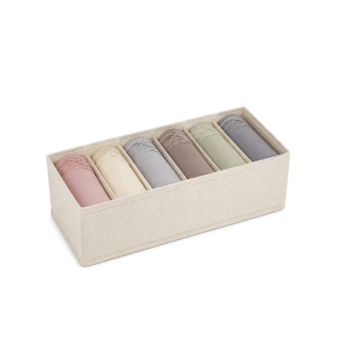 Linen-Blend Underwears Drawer Organizer - 6 Compartments