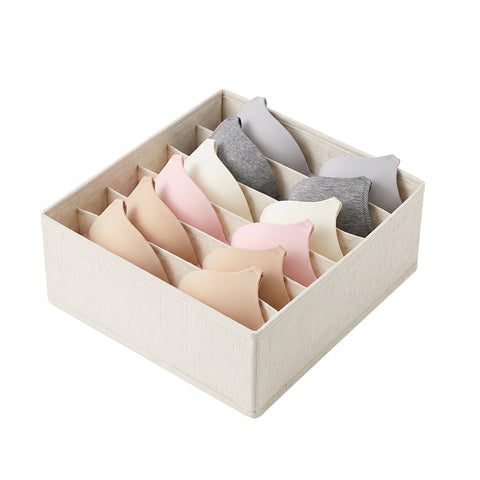 Linen-Blend Bras Drawer Organizer - 6 Compartments