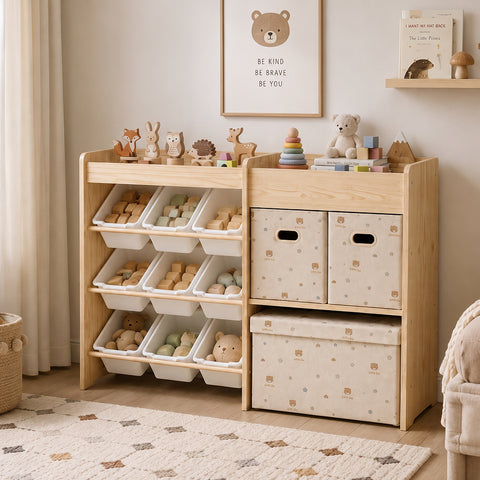 Kids’ Toy Storage Organizer with Removable Bins & Fabric Drawers