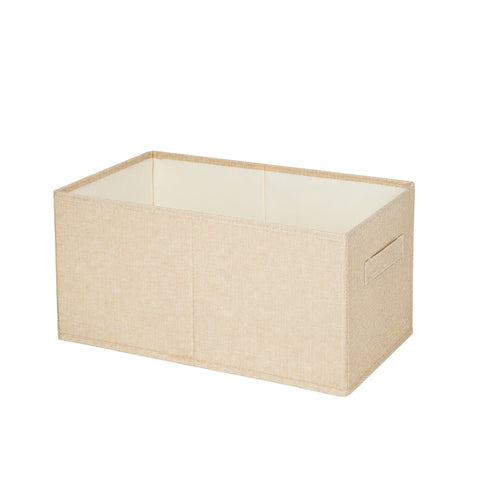 Beige medium open-top storage basket with reinforced sides and handle