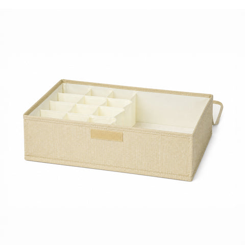 Linen-Type Cloth 2-In-1 Drawer Organizer With Lid
