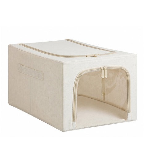 Linen-Blend Stackable Storage Bin for Deep Shelves – M