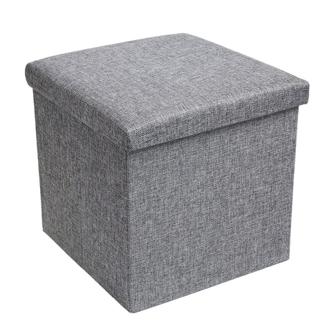 Square Fabric Storage Ottoman Footrest Stool With Flat Top