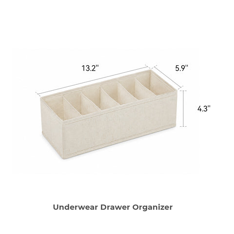 Linen-Blend Underwears Drawer Organizer - 6 Compartments