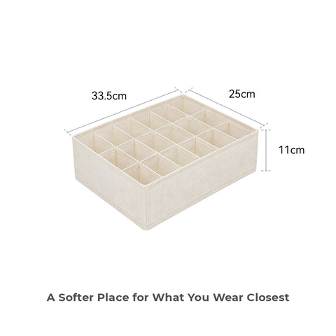 Soft Fabric Socks Drawer Organizer, 18 Compartments
