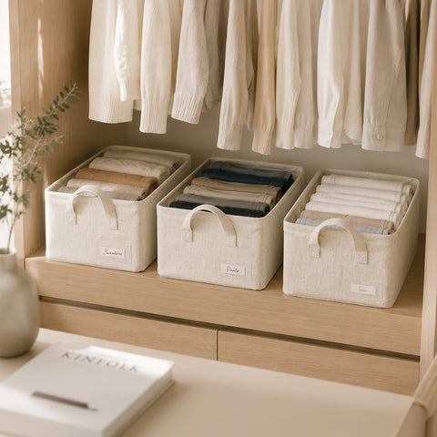 Reinforced Linen-Blend Storage Basket with Steel Frame & Handles
