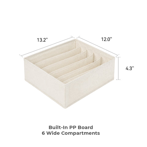 Linen-Blend Bras Drawer Organizer - 6 Compartments