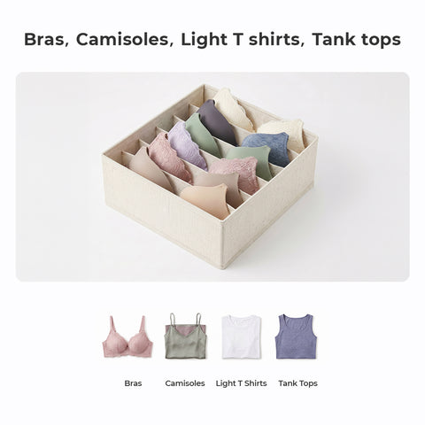 Linen-Blend Bras Drawer Organizer - 6 Compartments