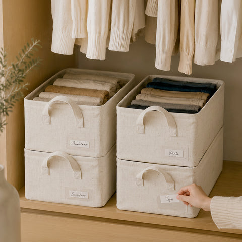 Reinforced Linen-Blend Storage Basket with Steel Frame & Handles