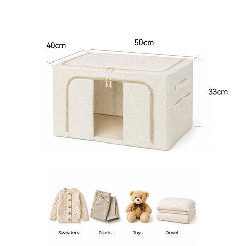 Stackable Clothes & Bedding Storage Bins with Lids, Clear Front Window & Side Pockets