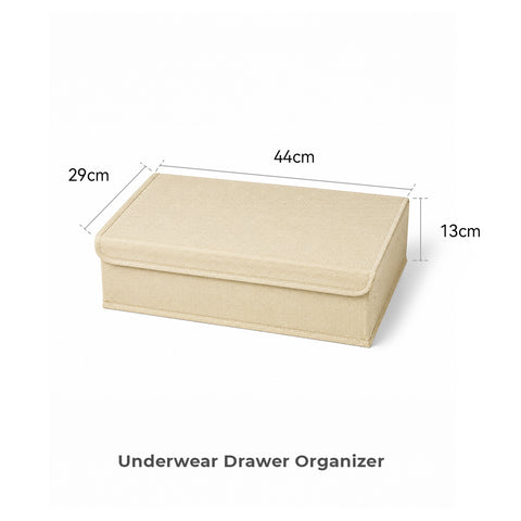 Linen-Type Cloth 2-In-1 Drawer Organizer With Lid