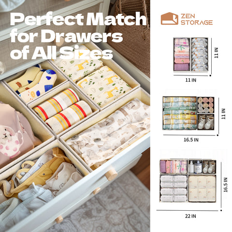 ZenStorage Drawer Organizer for Baby Clothes, 12-Pack