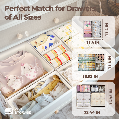 Linen-Blend Drawer Organizer for Baby Clothes - 20 Pack