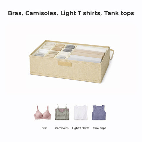 Linen-Type Cloth 2-In-1 Drawer Organizer With Lid