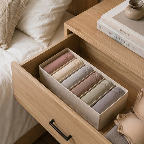 Linen-Blend Underwears Drawer Organizer - 6 Compartments