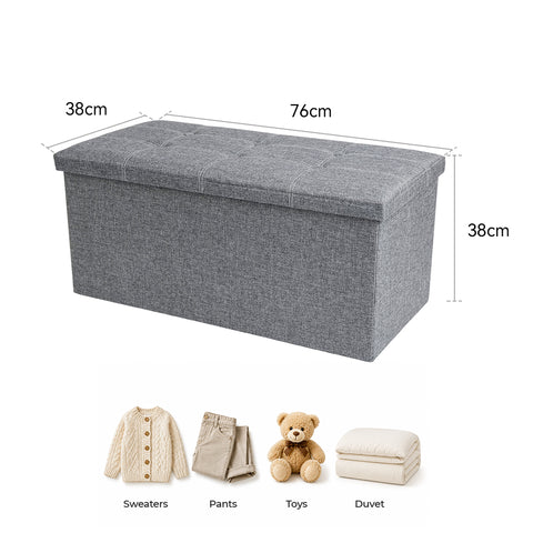 Long Fabric Storage Ottoman Bench for Bedroom & Entryway With Flat Top