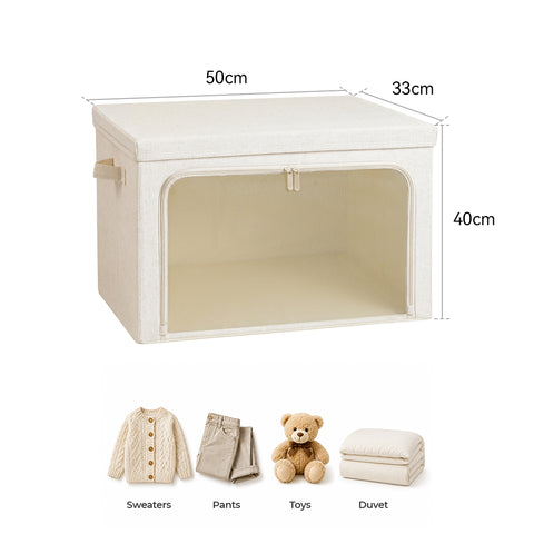 Linen-Blend Stackable Storage Bin with Top & Front Access – L