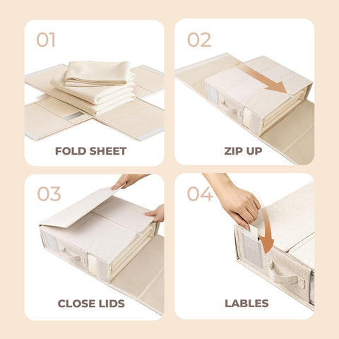 Linen-Blend Sheet Storage Box (King & Queen Size) - 1 Pack