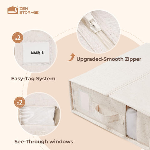 Linen-Blend Sheet Storage Box (King & Queen Size) - 1 Pack
