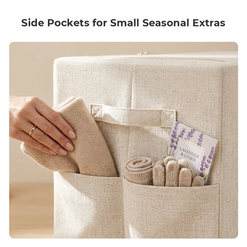 Stackable Clothes & Bedding Storage Bins with Lids, Clear Front Window & Side Pockets