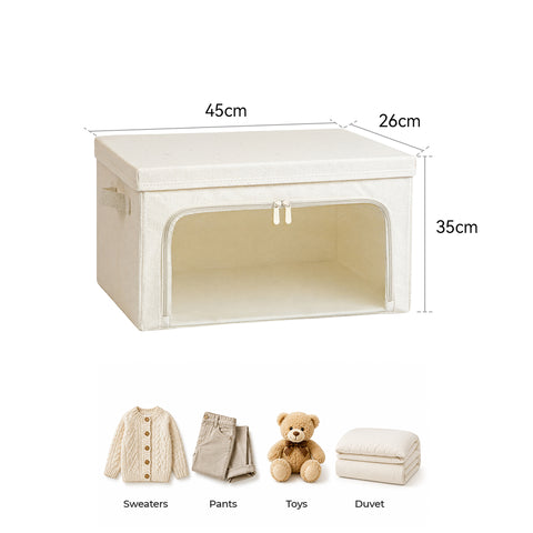 Linen-Blend Stackable Storage Bin with Top & Front Access – M