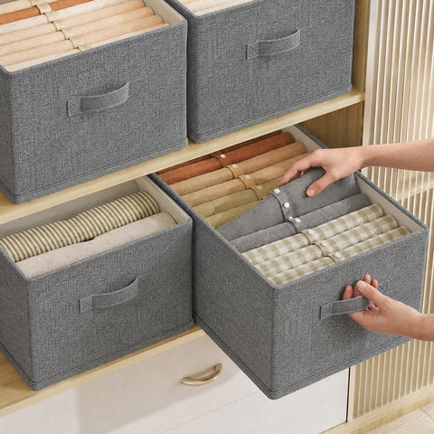 Linen-Type Open-Top Storage Basket with Dual Carry Handles - Gray