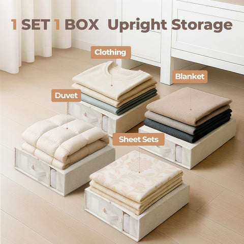 Linen-Blend Sheet Storage Box (King & Queen Size) - 1 Pack