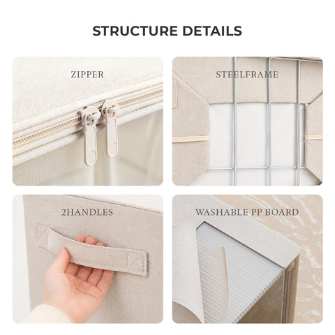 Linen-Blend Stackable Storage Bin with Top & Front Access – L