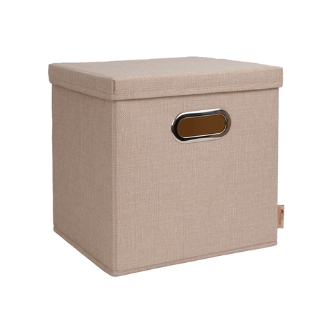 Foldable Square Storage Box with Lid - Premium Linenette Fabric, Versatile Home Organization Solution for Closet, Office, Nursery & Living Spaces