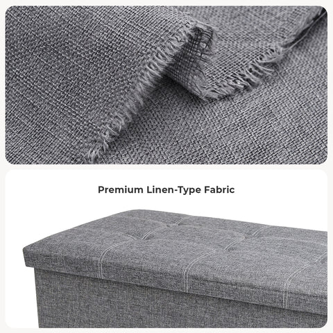 Long Fabric Storage Ottoman Bench for Bedroom & Entryway With Flat Top