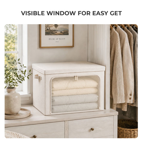 Linen-Blend Stackable Storage Bin with Top & Front Access – L