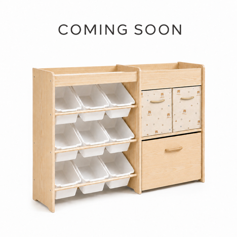 Little Bear Kids’ Toy Storage Organizer with 9 Removable Bins & Wood Drawer